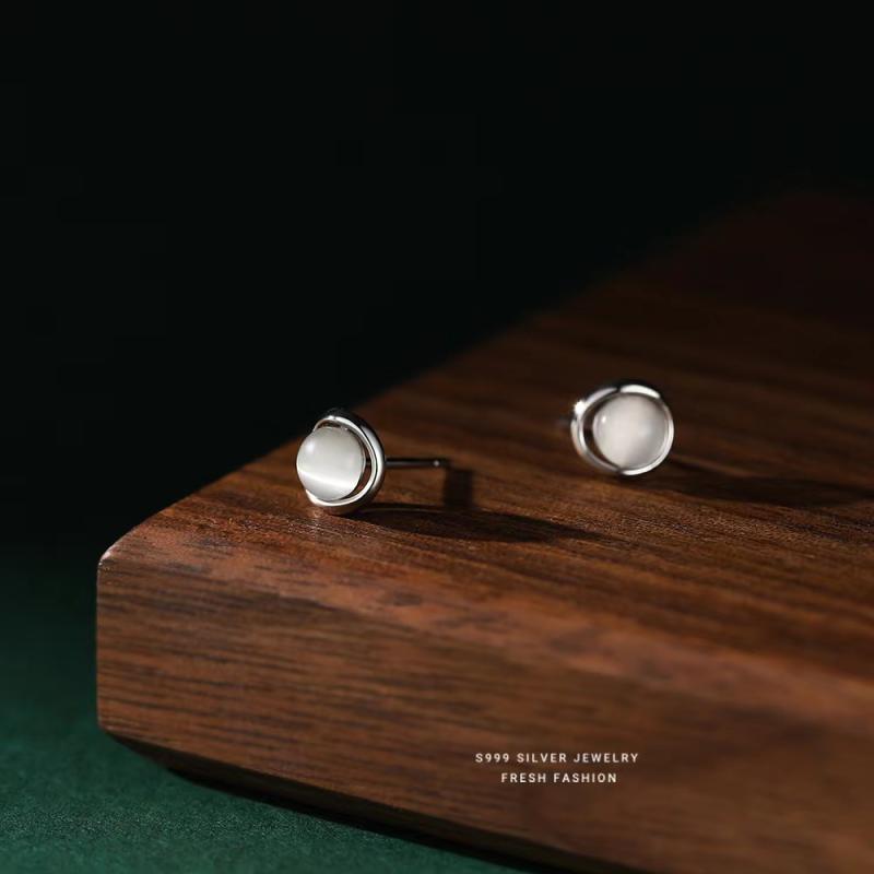 ピアス レディース 猫目石 s999 シルバー925 韓国風 軽 роскошь 气质 イヤリング 耳飾り アレルギー対応