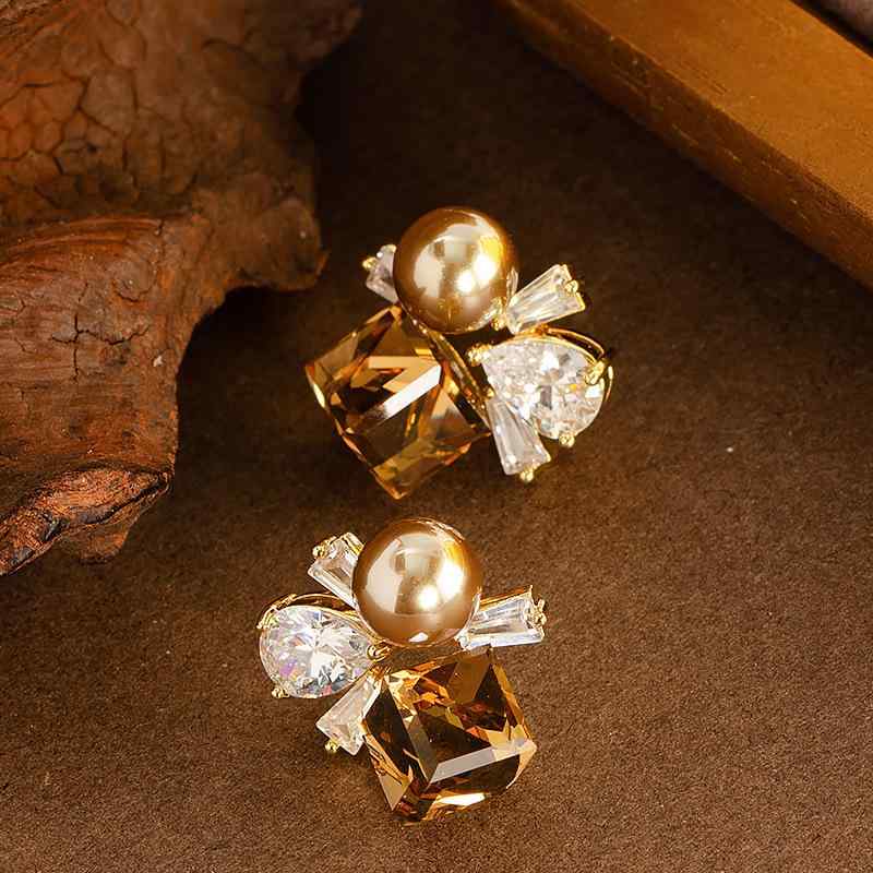 ピアス レディース 上品 エレガント ジルコニア パール シルバー925針 ドロップ 電気メッキ加工