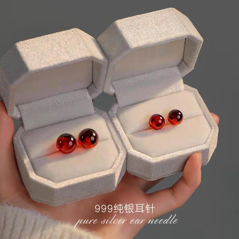 Other - ピアス レディース シルバー925 レッドガーネット レトロ 大ぶり ドロップ 揺れる 高級感 イヤリング ファッション アクセサリー 気質