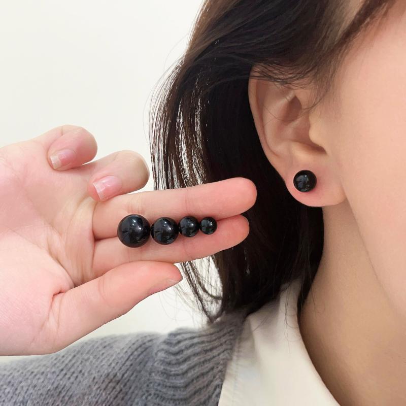 ピアス レディース s925 シルバー ブラック瑪瑙 イヤリング 高級感 軽奢 シンプル 小红书 人気 百搭 耳飾り