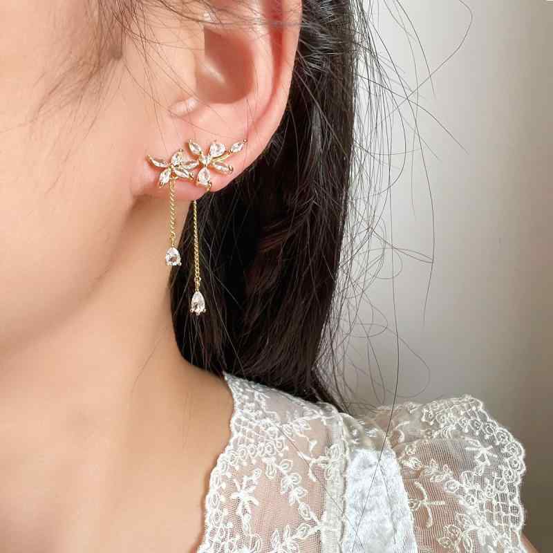 イヤリング レディース 森ガール スイート タッセル イヤーカフ ノンホールピアス 後ろ掛けタイプ