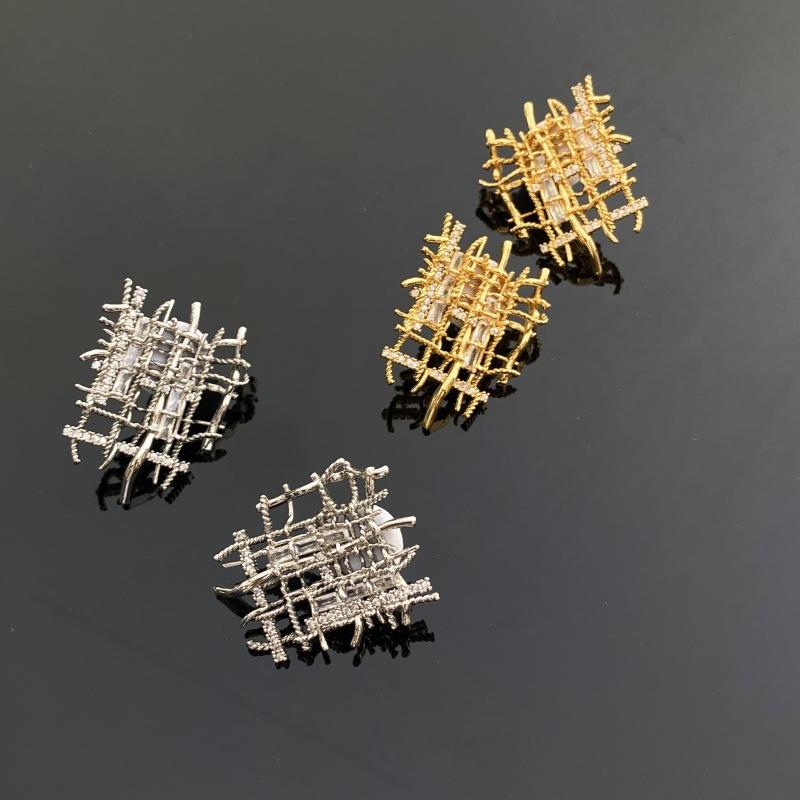 ピアス レディース レトロ 小さめ ジルコニア 編み込み 不規則 ユニーク 電気メッキ加工 高級感 イヤリング