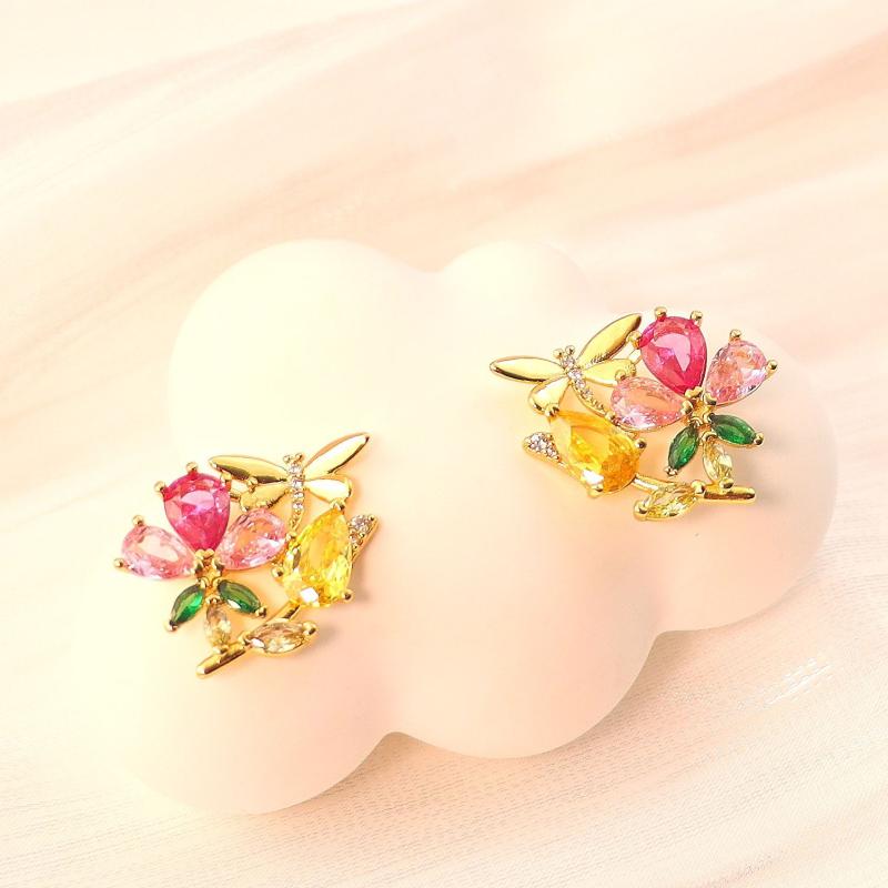 アクセサリー レディース 花 ジルコニア 蜻蛉 イヤリング エレガント パーティー デート 結婚式