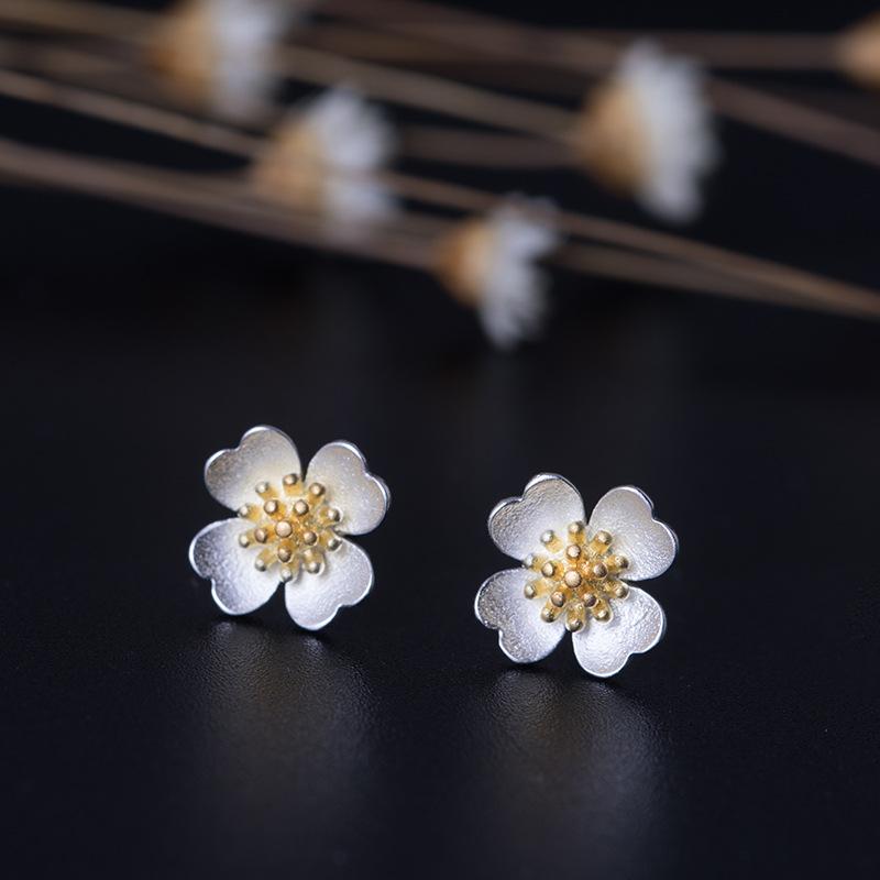 Body Earrings - ピアス レディース s925 シルバー 小花 フラワー イヤリング 個性的 小さめ シンプル 銀 アクセサリー アレルギー対応 四季 オールシーズン