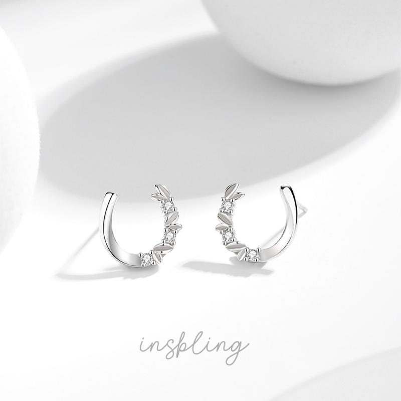 ピアス レディース シルバー925 馬蹄 U字型 高級感 小さめ 葉っぱ モチーフ フープピアス シンプル かわいい ギフト