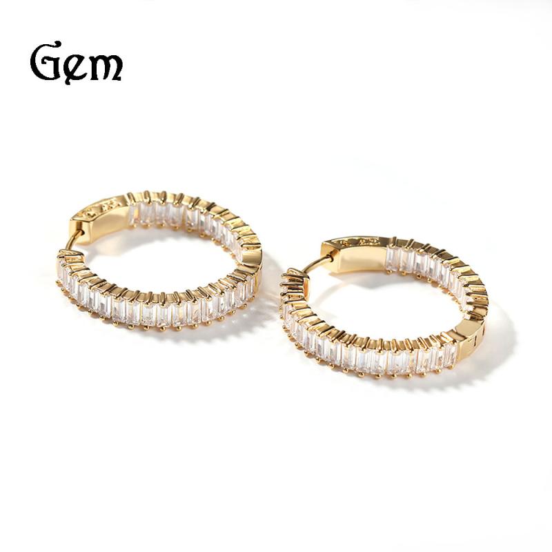 ピアス レディース ゴールド ジルコニア インスタ風 ファッション アクセサリー 長方形 ラウンド 電気メッキ加工