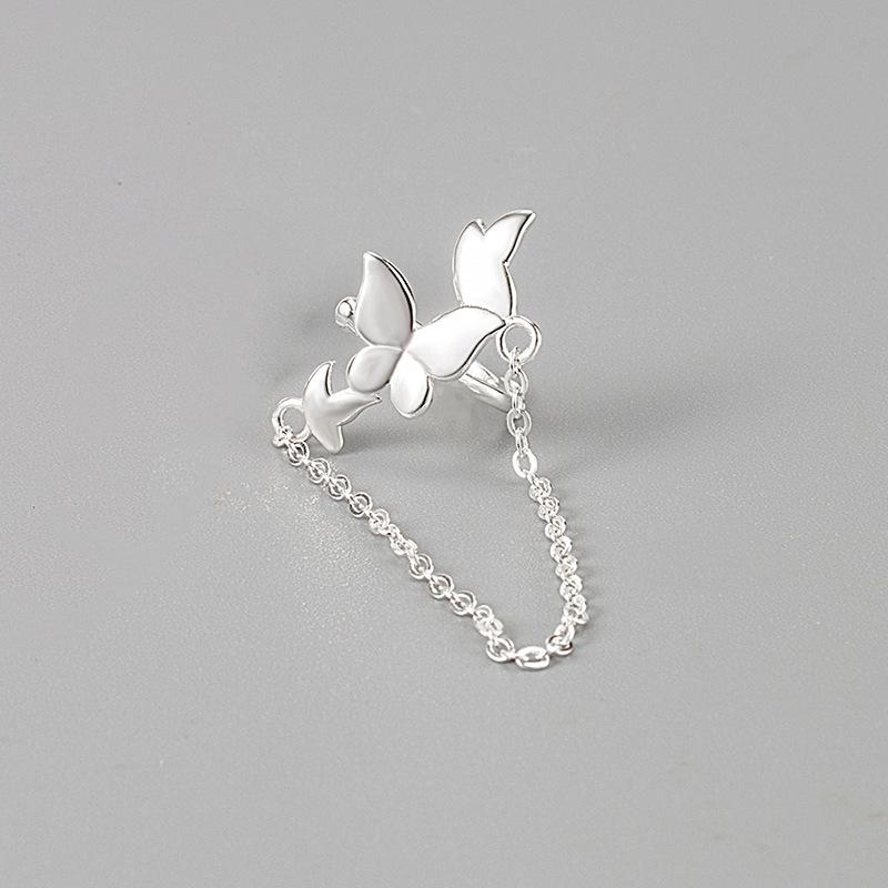 イヤリング レディース 森ガール S925 シルバー バタフライ 蝶結び タッセル 耳クリップ シンプル 痛くない ノンホールピアス