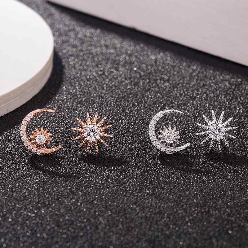 ピアス レディース シルバー925 星 月 非対称 ロング ドロップ イヤリング スタッド アレルギー対応 アクセサリー