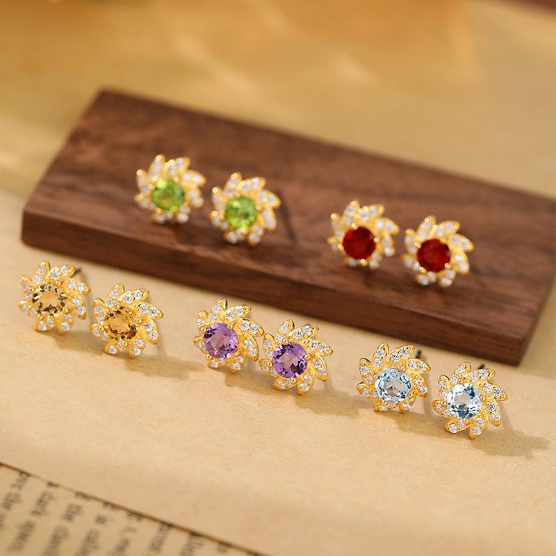 ピアス レディース S925 シルバー 太陽 花 小ぶり かわいい デザイン スタッドピアス シンプル おしゃれ デイリー パーティー