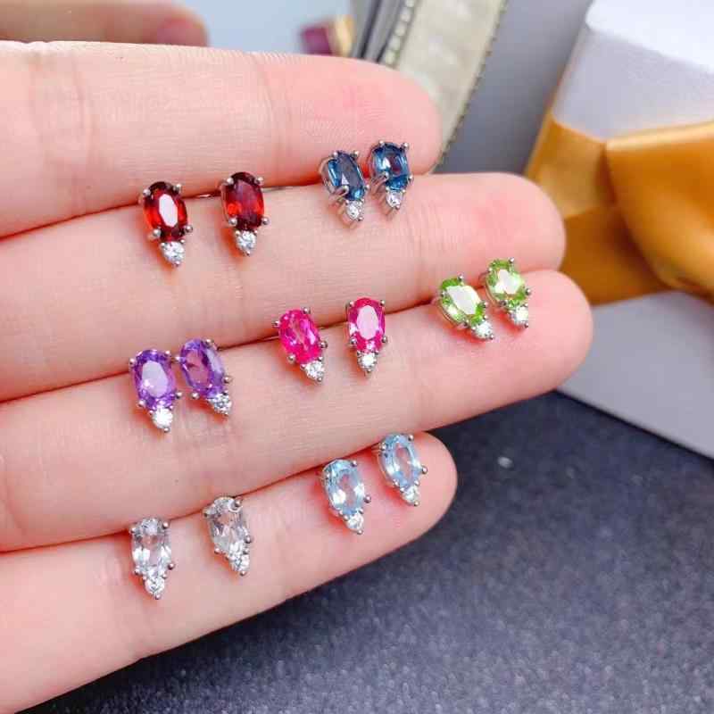 ピアス レディース シルバー925 天然石 ジルコニア 紫水晶 ガーネット 宝石 揺れる 韓国風 かわいい エレガント 上品 イヤリング 女性