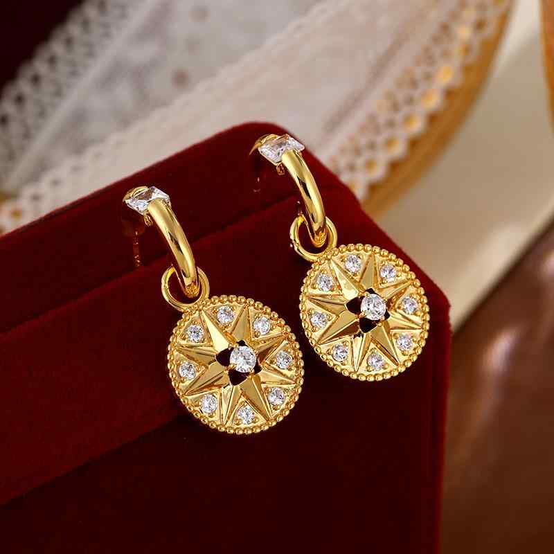 Body Earrings - ピアス レディース ジルコニア シルバー925 星 羅針盤 大人かわいい 高級感 揺れる 電気メッキ加工 イヤリング