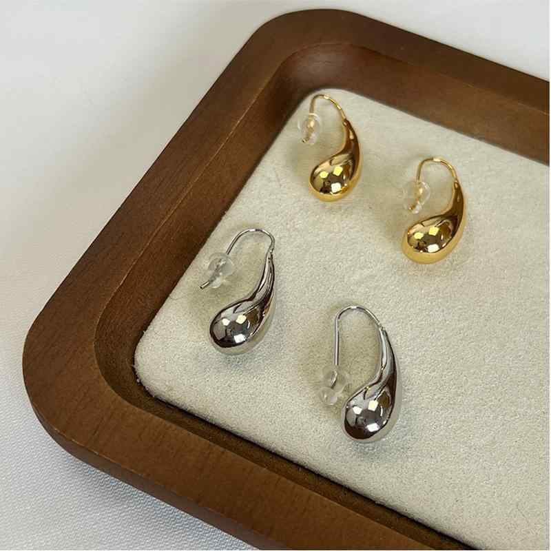 イヤリング レディース 水滴型 18K 電気メッキ 光沢 シンプル 小ぶり フック ピアス 百搭 かわいい 大人 おしゃれ アクセサリー