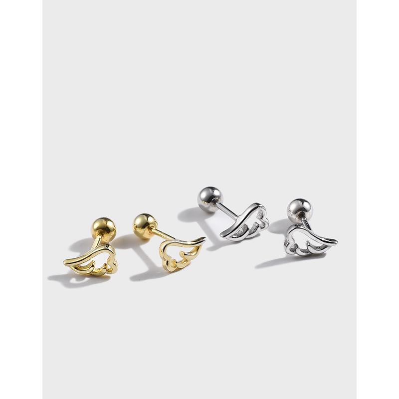ピアス レディース 天使の羽根 S925 シルバー 軟骨 イヤリング イヤーカフ シンプル かわいい ネジ式 ジルコニア アクセサリー