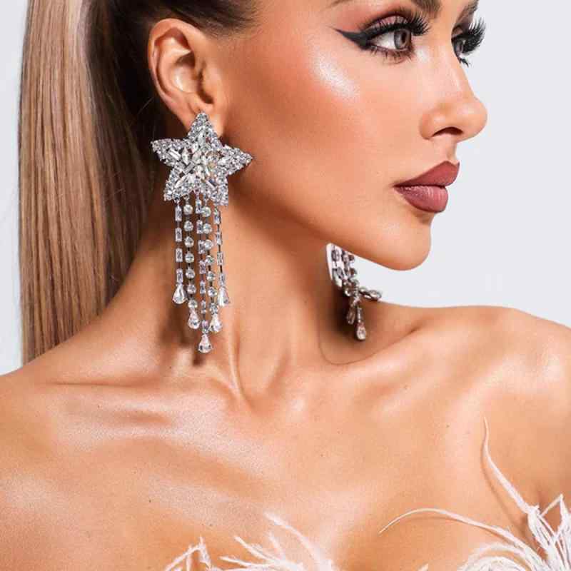 Other - ピアス レディース 五角星 ロング タッセル ドロップ 揺れる 豪華 ジルコニア キラキラ 舞台 ファッション アクセサリー ジュエリー