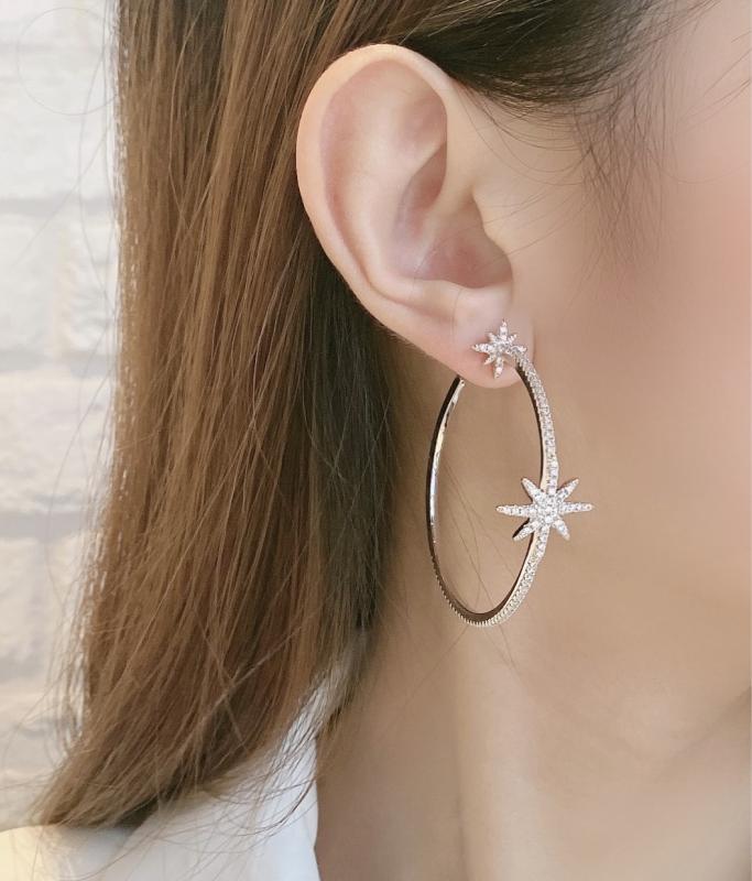 ピアス レディース 欧米風 ジルコニア 大ぶり イヤリング セクシー 気質 ギフト アクセサリー