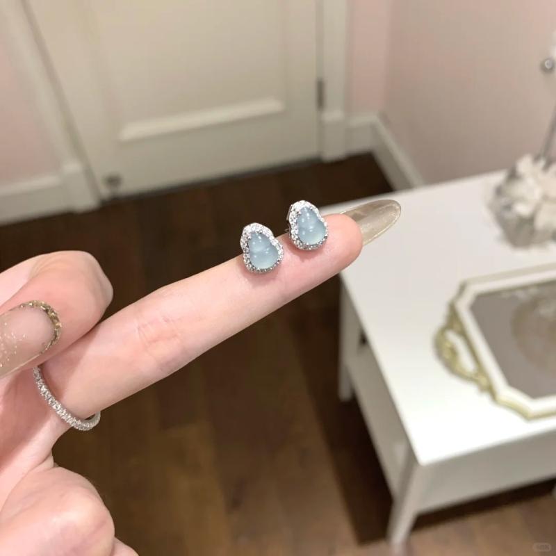 ピアス レディース S925 シルバー 天然 翡翠 ヒスイ 福禄 葫芦 フクロウ 玉石 ジルコニア イヤリング 電気メッキ加工 アクセサリー