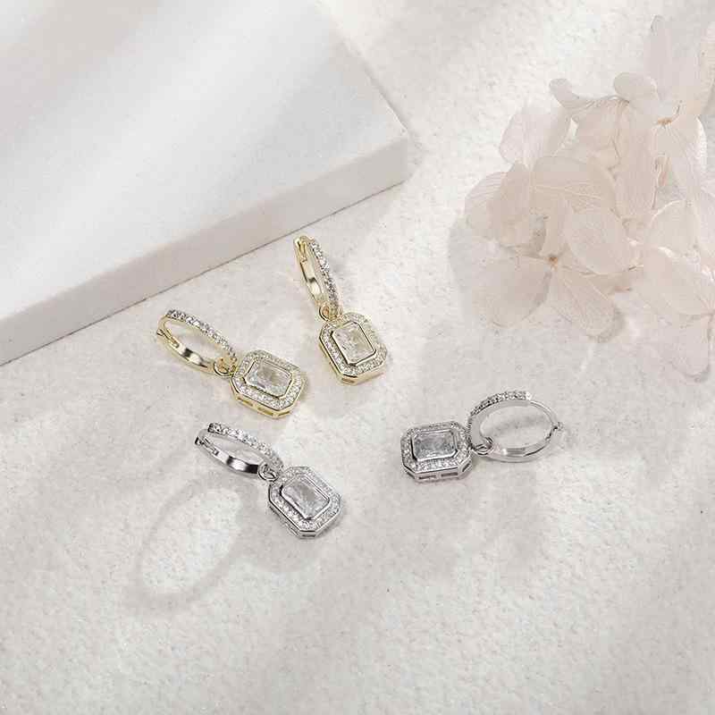 イヤリング レディース ジルコニア スクエア型 ヒップホップ 個性的 電気メッキ加工 百搭 かわいい2