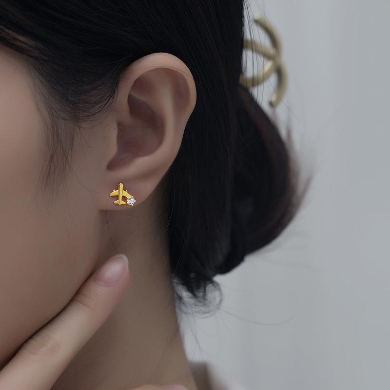 ピアス レディース ファッション イヤリング シルバー925 ジルコニア 惑星モチーフ 韓国風 飛行機 スタ..