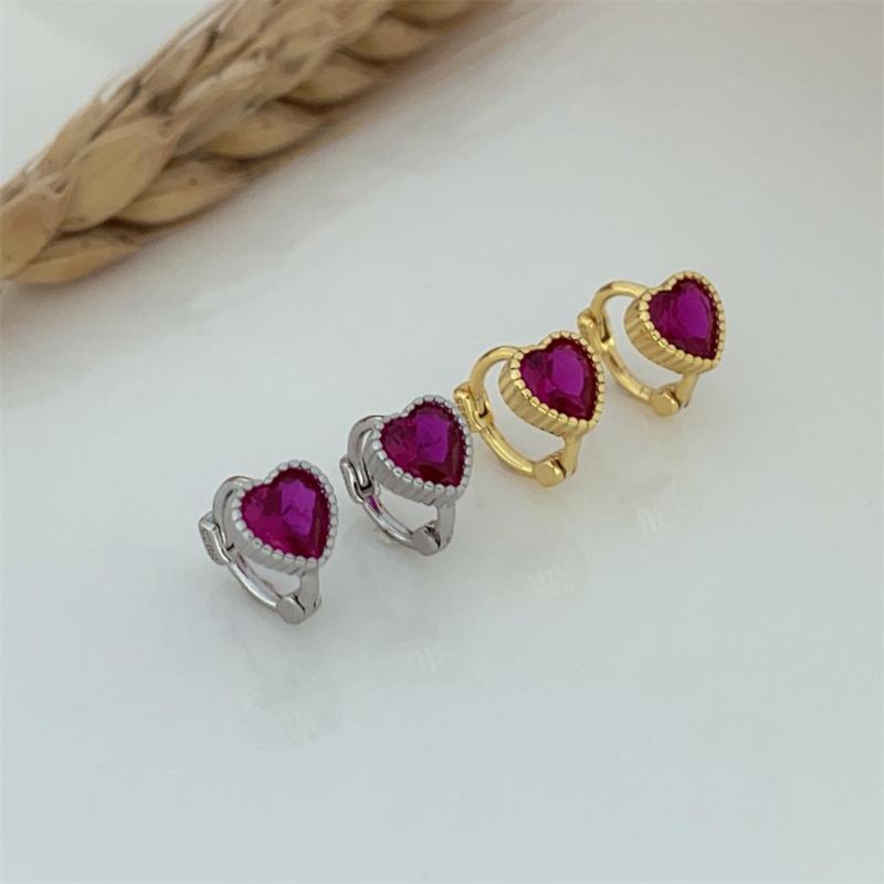 ピアス レディース シルバー925 18金メッキ イヤーカフ イヤリング レッドジルコニア ハート かわいい