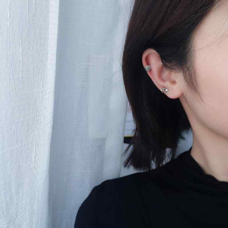 イヤリング レディース s925 シルバー 個性的 レトロ 五芒星 ノンホールピアス イヤーカフ イヤークリップ 気質 百搭 デイリーユース アクセサリー