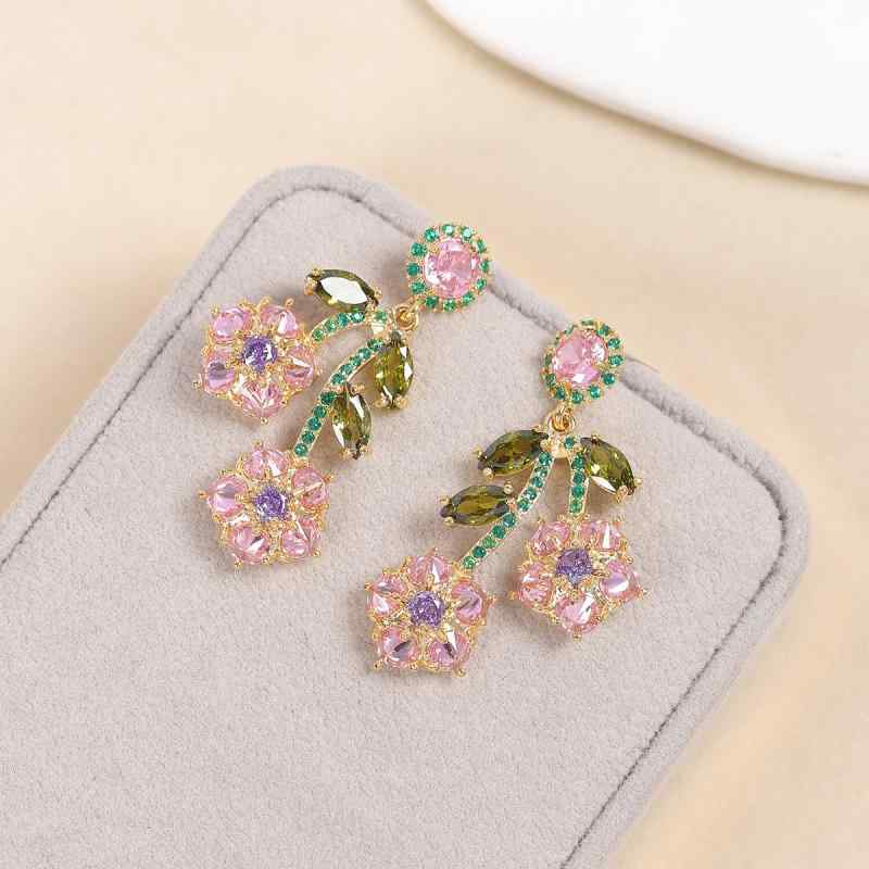 ピアス レディース S925シルバー ジルコニア 花柄 大ぶり 電気メッキ加工 高級感 ファッション 百搭 かわいい デザイン