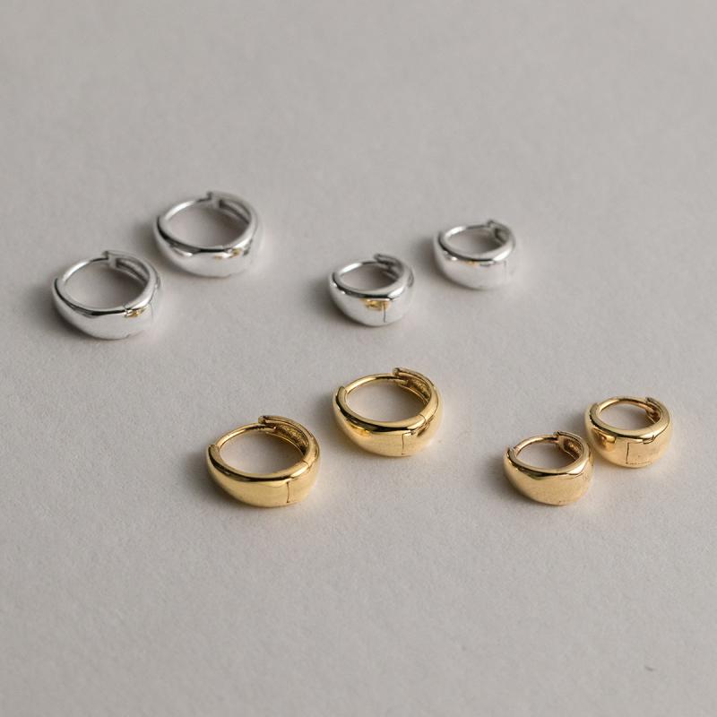 Dravite - ピアス レディース s925 シルバー 大ぶり フープピアス ワイド 光沢 シンプル サークル リング 高見え 高級感 カジュアル