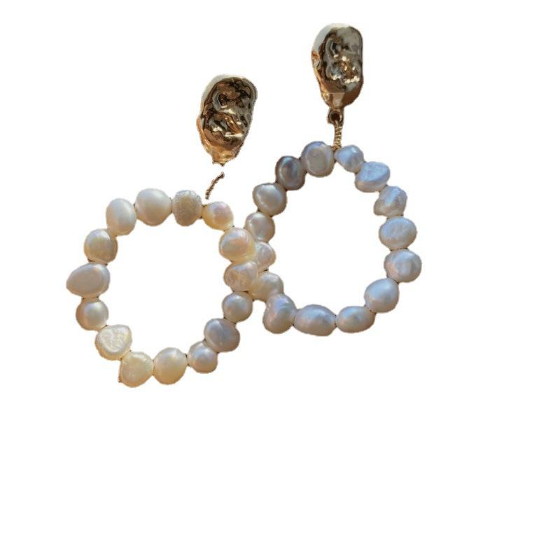 Cubic Zirconia - ピアス レディース バロック調 円形 リング 925シルバー レトロ パール 大ぶり フープピアス