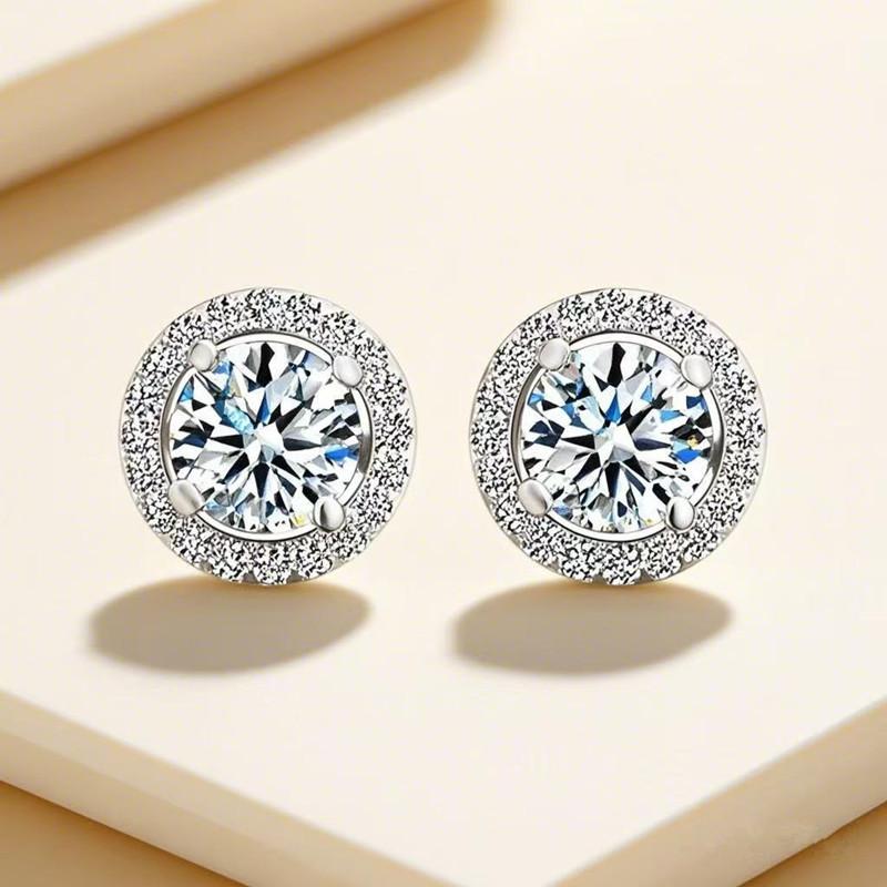 ピアス レディース シルバー925 ジルコニア モアサナイト 一粒 スタッドピアス 6.5mm 1カラット シンプル アクセサリー ジュエリー