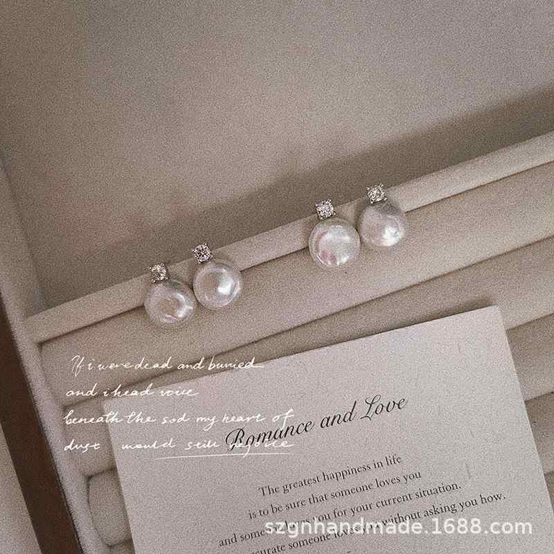 イヤリング レディース 淡水パール バロック調 シルバー クラウン ジルコニア 高級感 ネックレス セット