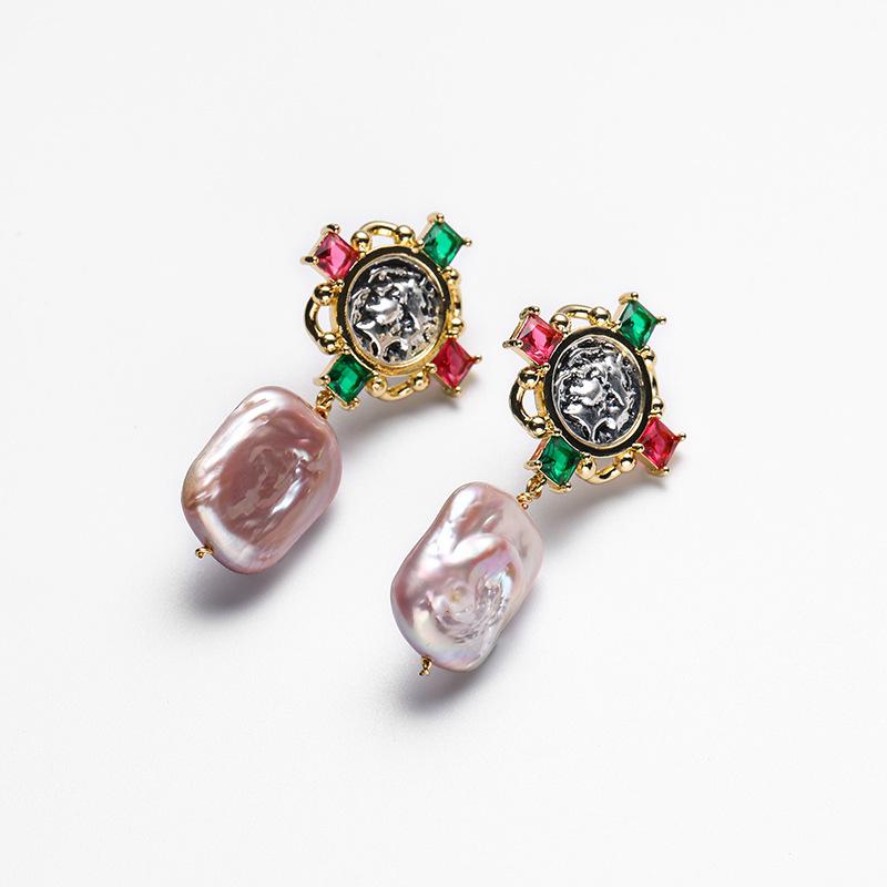 Blue - ピアス レディース シルバー925 バロックパール 天然パール ファッション デザイン レトロ ヴィンテージ 上品 エレガント