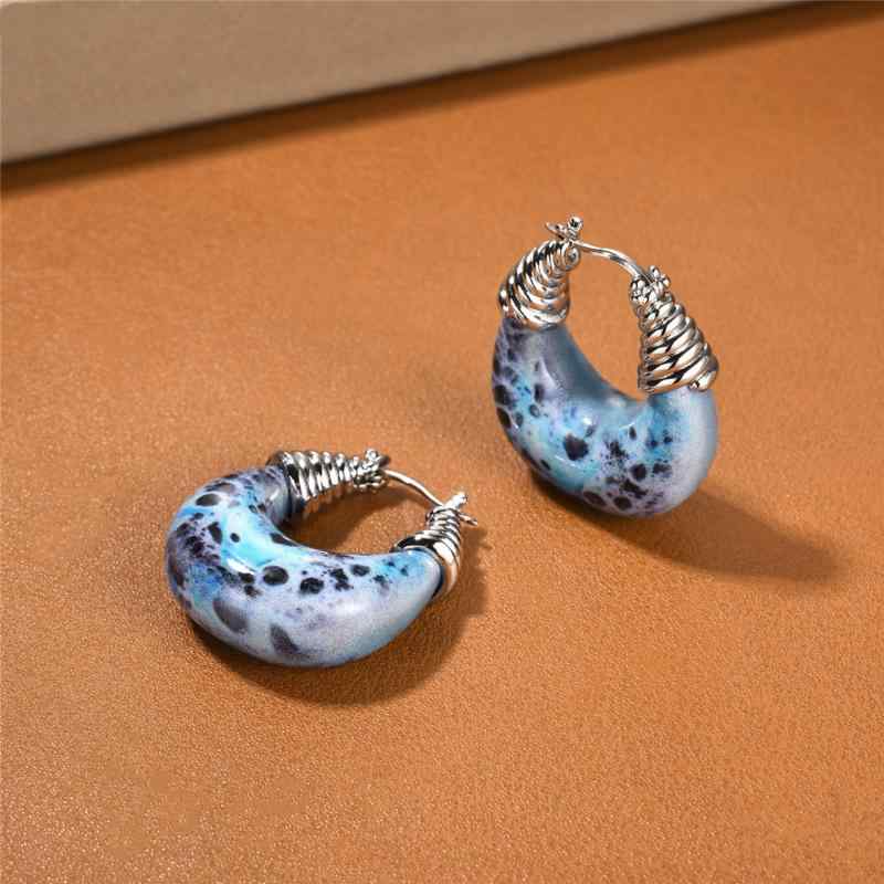 Turquoise - イヤリング レディース 樹脂 アレルギー対応 ゴールド 個性的 欧米風 インスタ風 おしゃれ トレンド
