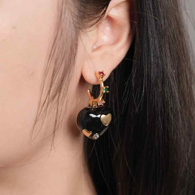 イヤリング レディース 女性用 フープ エナメル レトロ ヴィンテージ 大ぶり 高見え 高級感 秋冬 リング サークル 耳飾り アクセサリー