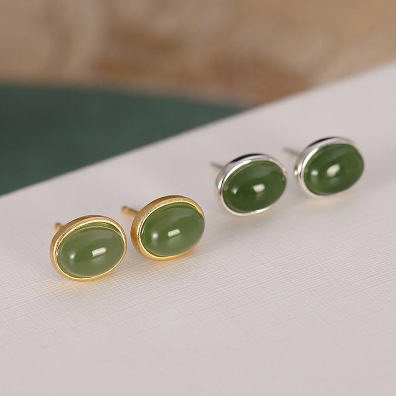 ピアス レディース S925 シルバー 天然 碧玉 和田玉 エレガント 上品 スタッドピアス ゴールド 電気メッキ ギフト