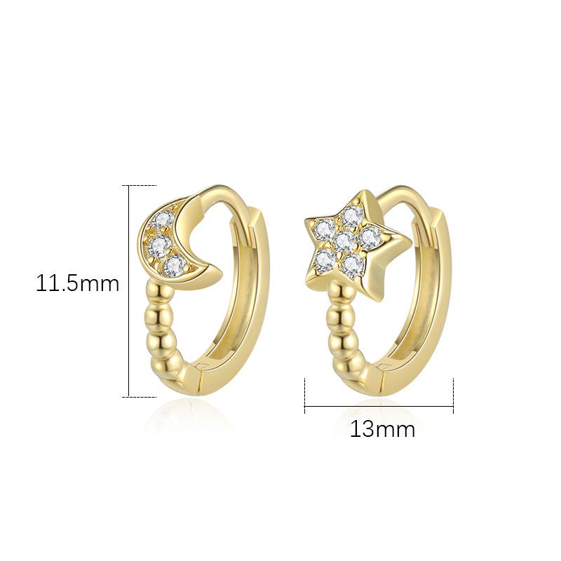 ピアス レディース S925 シルバー 星 月 小さめ フープ 電気メッキ加工 高見え おしゃれ かわいい 大人 上品 イヤリング ジュエリー アクセサリー
