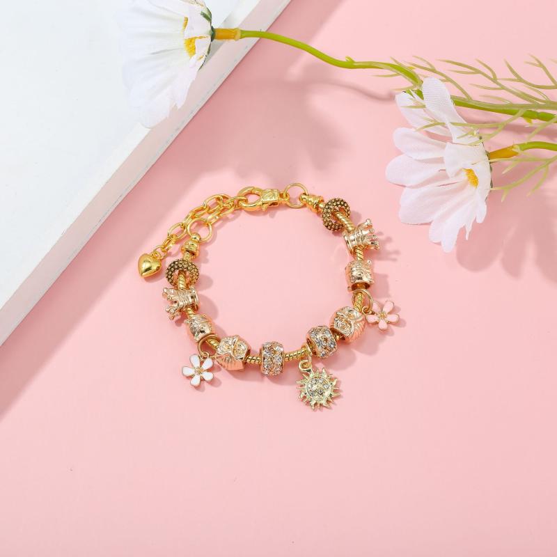 Pearl White - ブレスレット レディース かわいい ヒナギク ジルコニア 太陽花 おしゃれ バングル 女性 アクセサリー ギフト プレゼント