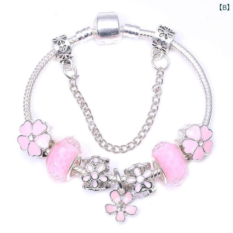 ブレスレット レディース アクセサリー ピンク系 小花 フラワーモチーフ DIY 愛され 花卉