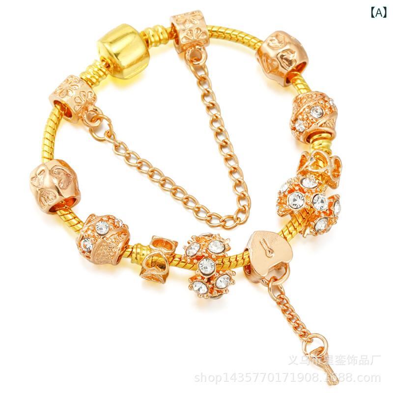 ブレスレット レディース ファッション DIY 合金 電気メッキ加工 ゴールドカラー チェーン ハート 南京..