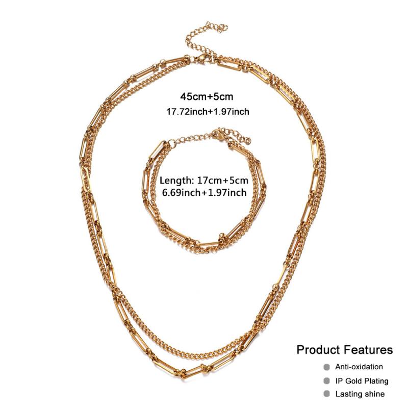 ネックレス レディース ステンレス チェーン 竹節 ダブル レイヤード ファッション おしゃれ かわいい ..