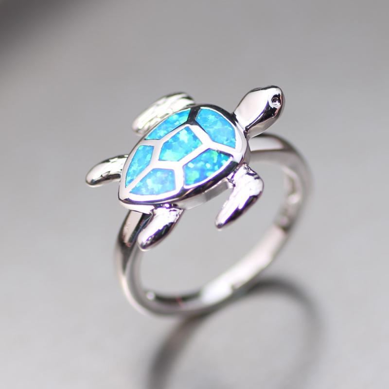 指輪 レディース 女性用 オパール ジルコニア 亀モチーフ 個性的 おしゃれ 電気メッキ加工2