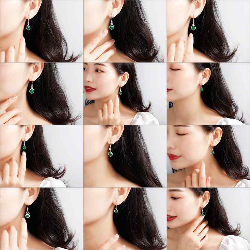 ピアス レディース シルバー925 中長 マラカイト 瑪瑙 ジェイド 高級感 玉石 エレガント イヤリング 古風 和風 アクセサリー