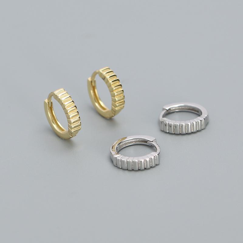 ピアス レディース s925 シルバー インサークル 円形 縦ストライプ イヤーカフ イヤリング デザイン 電気メッキ加工 アレルギー対応