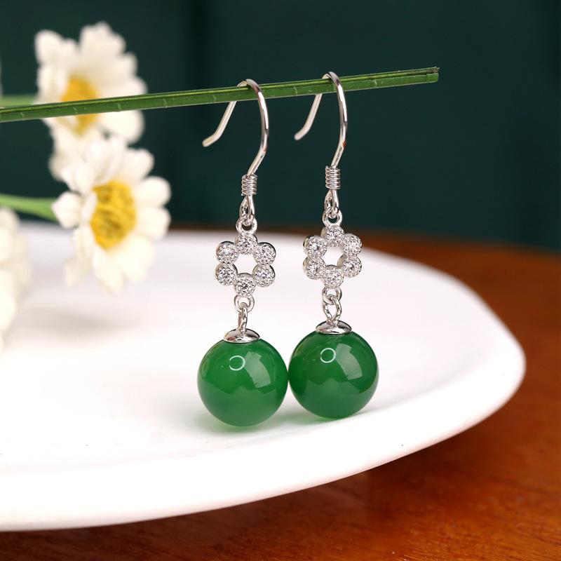 イヤリング レディース ファッション アクセサリー s925 シルバー マノア風 赤瑪瑙 黄瑪瑙 緑瑪瑙 花 ドロップ 上品 エレガント ギフト プレゼント