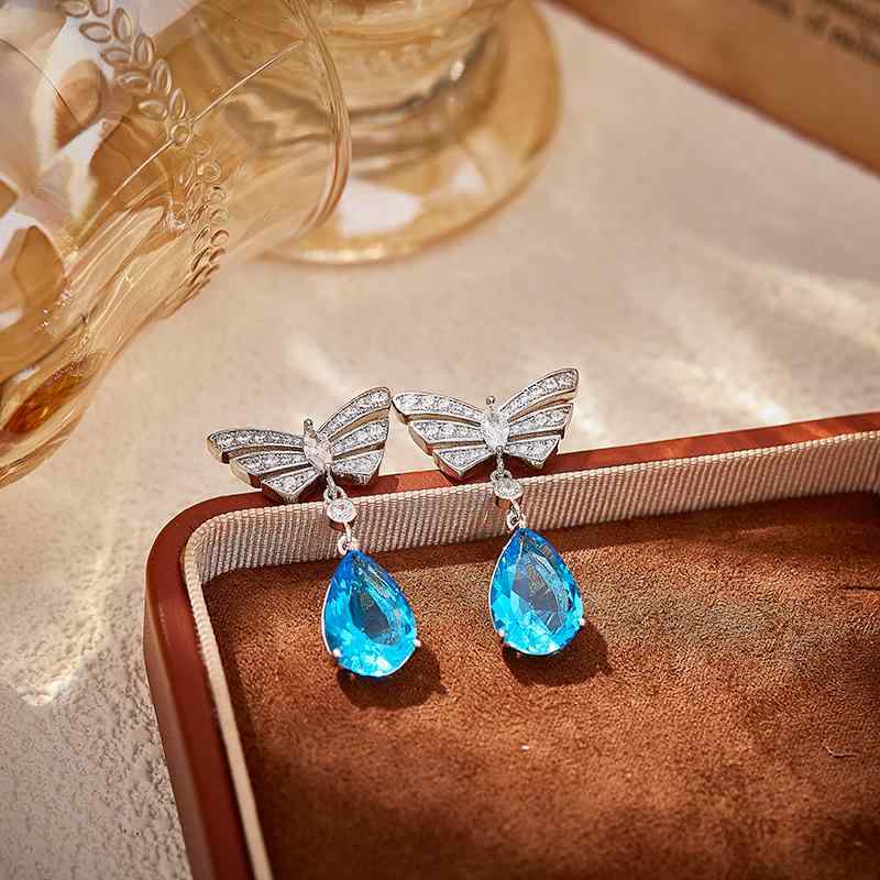 イヤリング レディース 蝶 バタフライ ドロップ 電気メッキ加工 ジルコニア 晩餐会 パーティー お呼ばれ 高級感2