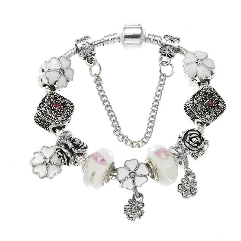 ブレスレット レディース 桜 チャーム 転運珠 ストリング DIY ヨーロッパ かわいい アクセサリー