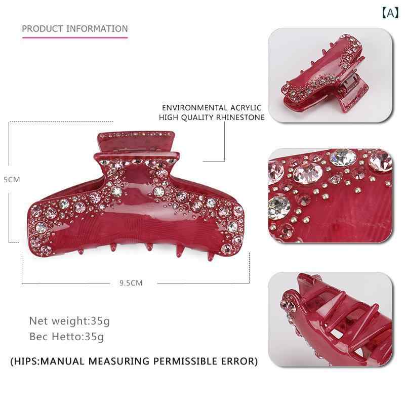 ヘアアクセサリー レディース アクリル ブラック ヘアクリップ バレッタ 髪留め 重工 ジルコニア 高見え2