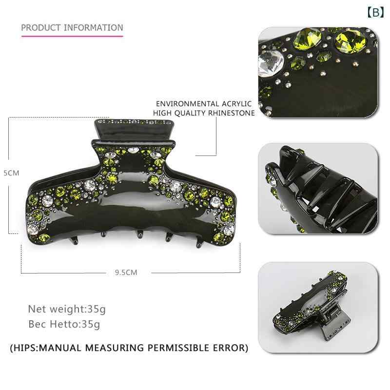 ヘアアクセサリー レディース アクリル ブラック ヘアクリップ バレッタ 髪留め 重工 ジルコニア 高見え2