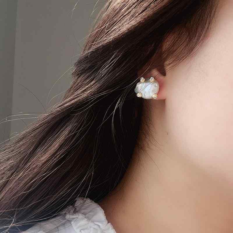 ピアス レディース バロックパール風 ジルコニア 飾り エレガント 高見え 大人 女性 イヤリング アクセサリー ジュエリー 上品 おしゃれ