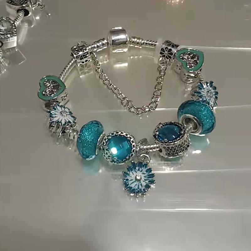 ブレスレット レディース 雛菊 デイジー 古代銀 電気メッキ加工 接触冷感 魅力 かわいい おしゃれ アクセサリー