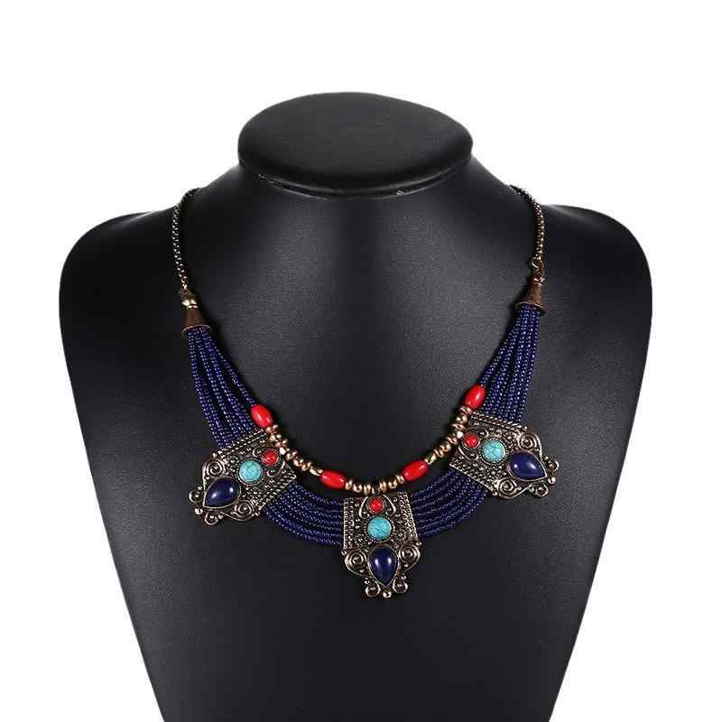 ネックレス レディース ボヘミアン 民族風 レトロ ペンダント 多層 ミルキービーズ 大ぶり アクセサリー かわいい おしゃれ