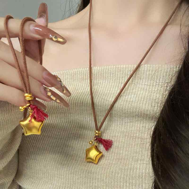 Boulder - ネックレス レディース ゴールドカラー 折り紙 スター 星 ペンダント 鎖骨チェーン ショートネックレス かわいい